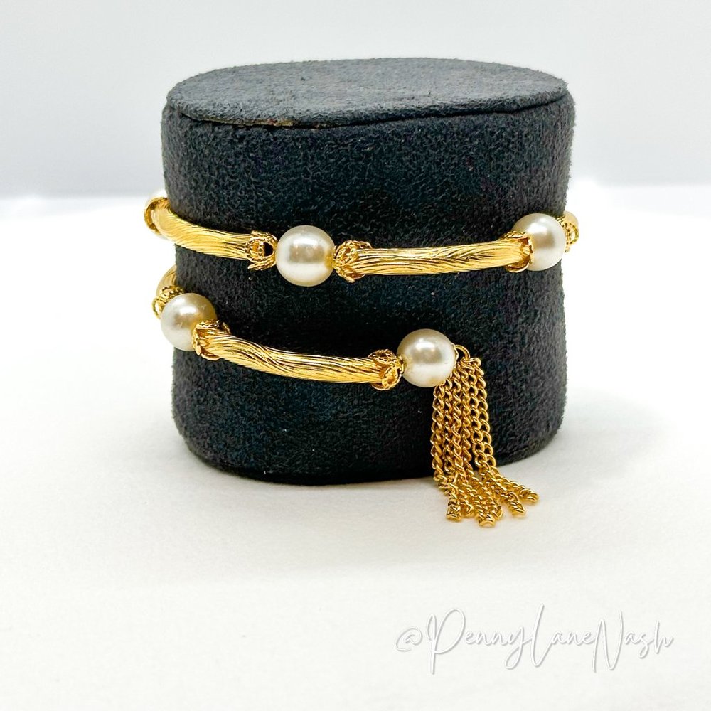Vintage Golden Vine with Pearls Wrap Bracelet - Picture 5 of 7
